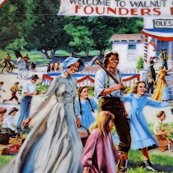 Vintage Little House On The Prairie Founder's Day Collection Picnic Plate 24kt - Picture 4 of 10